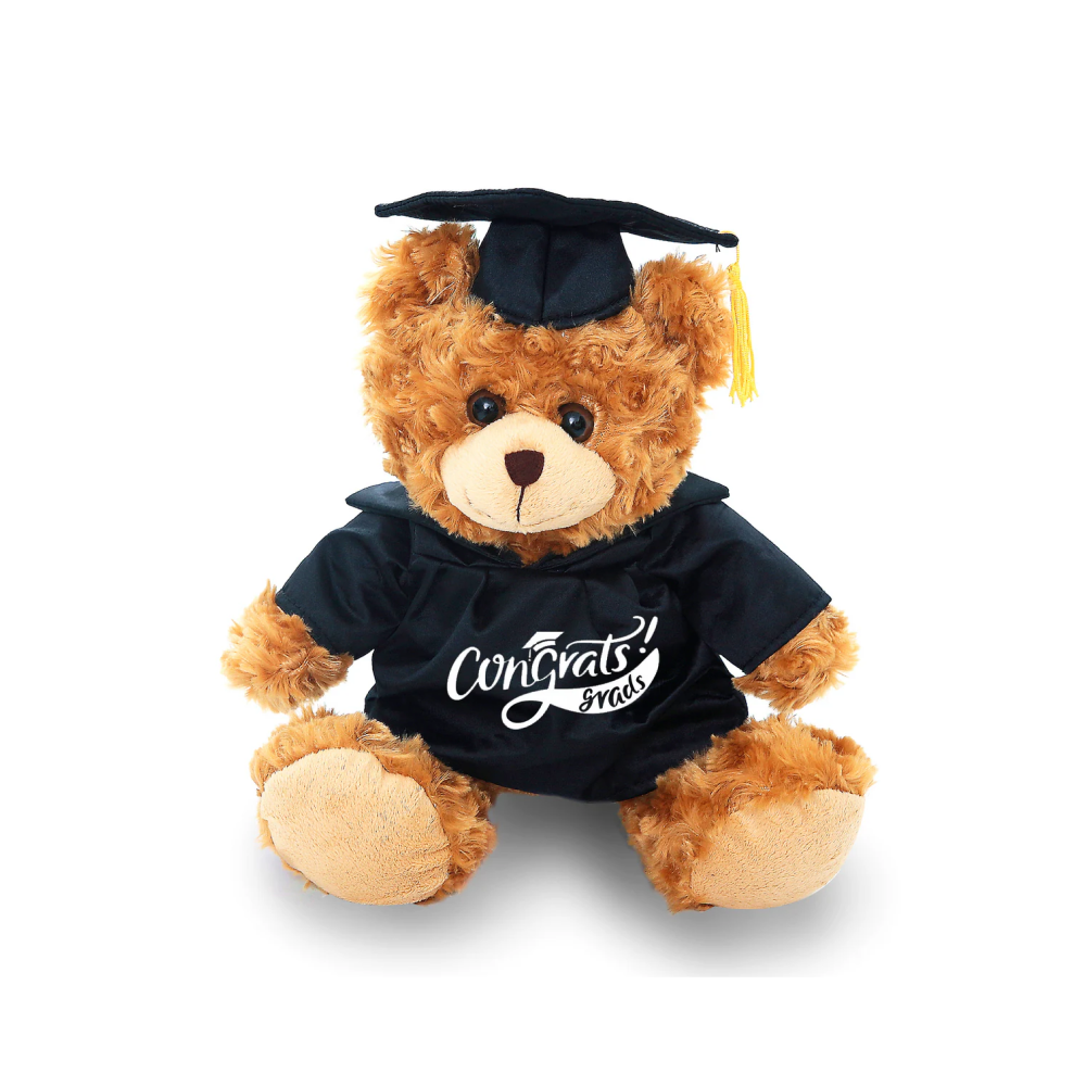 Graduation Mocha Bear Black Congrats Grads 12"