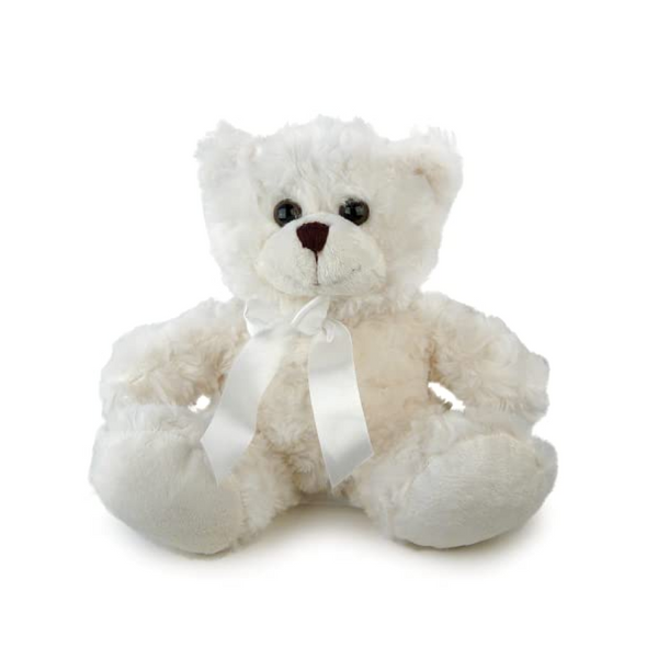 11" Sitting  Xmas Cream Bear Plush Toy, Featuring a Festive Holiday Design by Plushland.