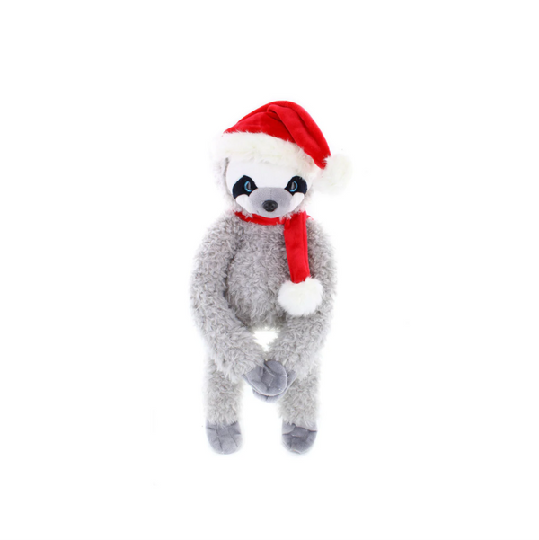 12" Standing Xmas Sloth Plush Toy, Featuring a Festive Holiday Design With Soft Fabric and Hand Down by Plushland.