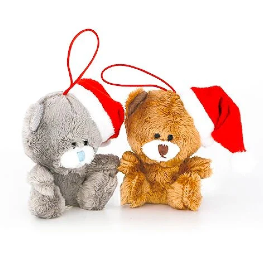 4" Gray & Brown Xmas Qbear Gray Ornament Plush Toy, Featuring a Festive Design With Soft Fabric by Plushland.