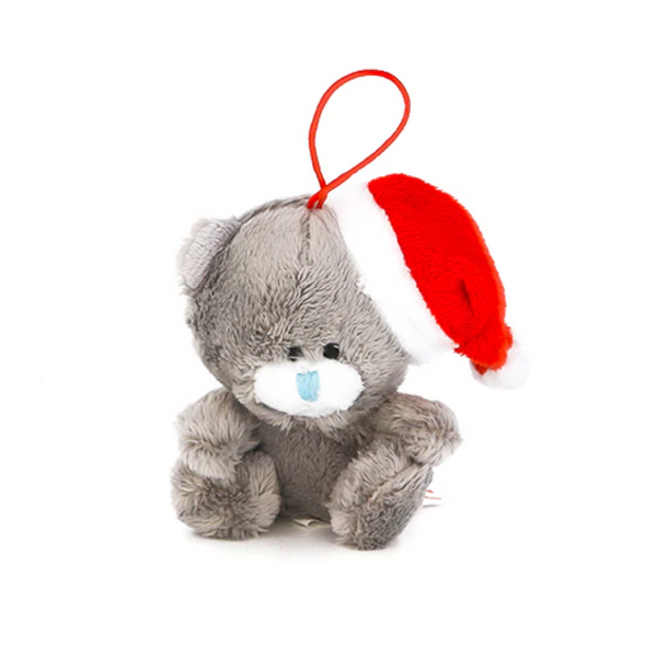 4" Gray Xmas Qbear Gray Ornament Plush Toy, Featuring a Festive Design With Soft Fabric by Plushland.