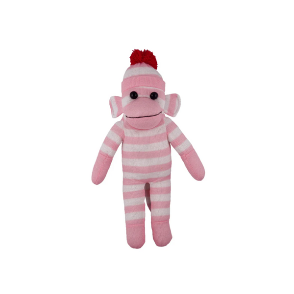 16" Standing Floppy Sock Monkey in Pink, Featuring a Classic Sock Monkey Design With Soft by Plushland.