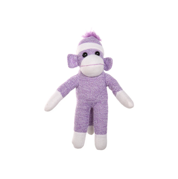 16" Standing Floppy Sock Monkey in Purple, Featuring a Classic Sock Monkey Design With Soft by Plushland.