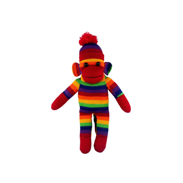 16" Standing Floppy Sock Monkey in Rainbow, Featuring a Classic Sock Monkey Design With Soft by Plushland.