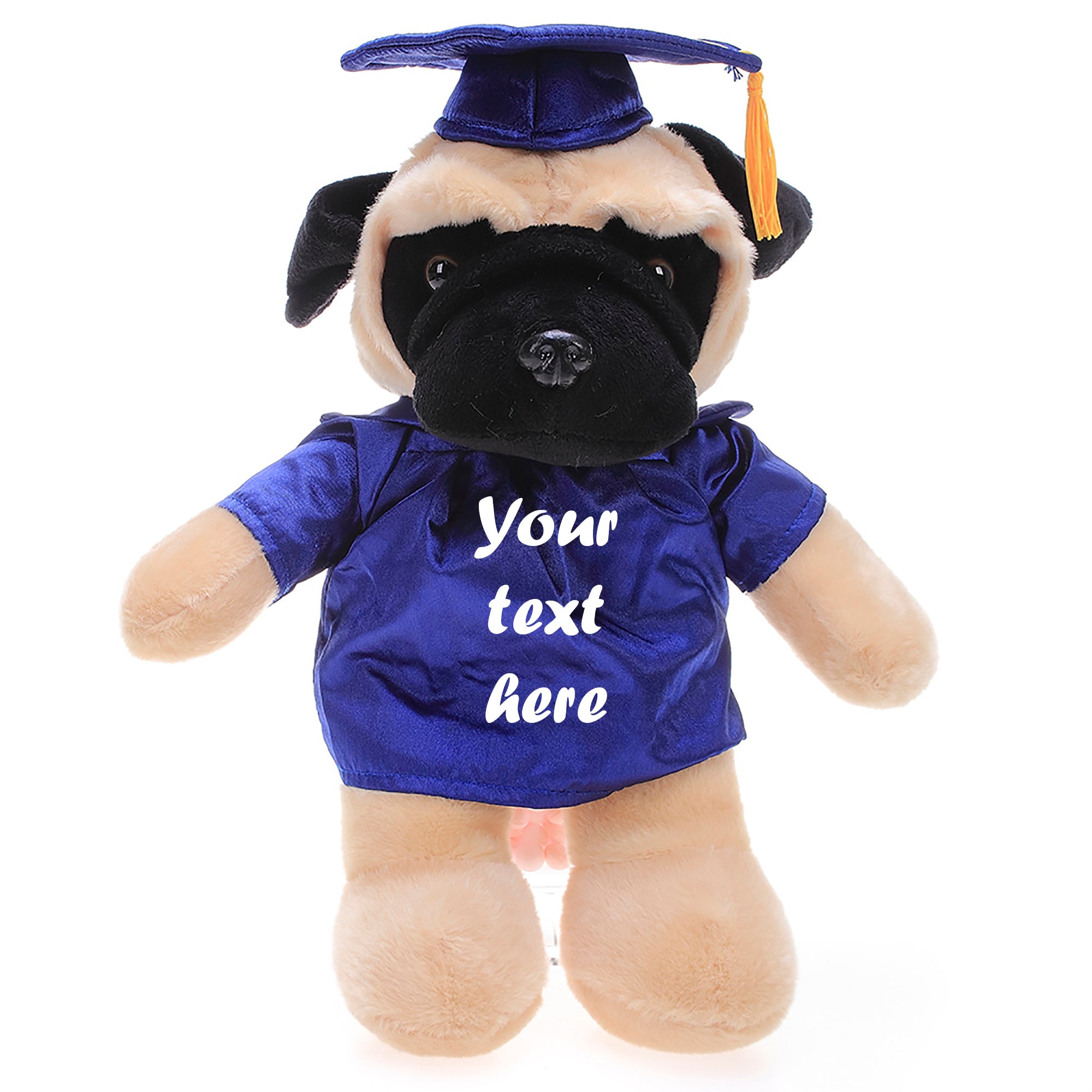 Graduation Stuffed Animal Pug 8"