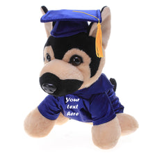 8'' Graduation German Shephard Plush Stuffed Animal Toys with Cap and Personalized Gown