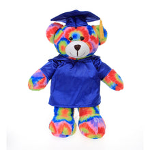 12'' Graduation Tie Dye Bear Plush Stuffed Animal Toys with Cap and Personalized Gown 12''