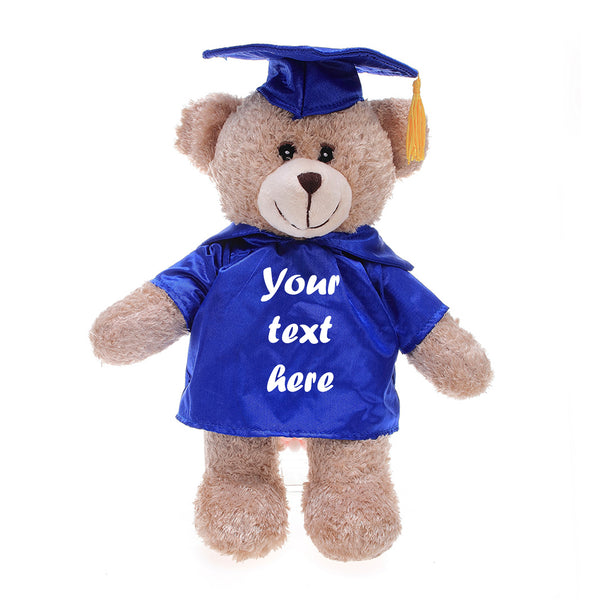 12'' Graduation Short Pile Tan Bear Plush Stuffed Animal Toys with Cap and Personalized Gown 12''