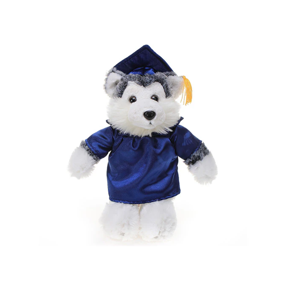 Graduation Stuffed Animal Husky 12"