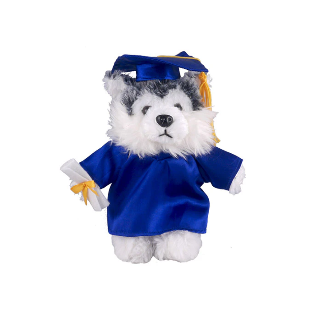 Graduation Stuffed Animal Husky 12"