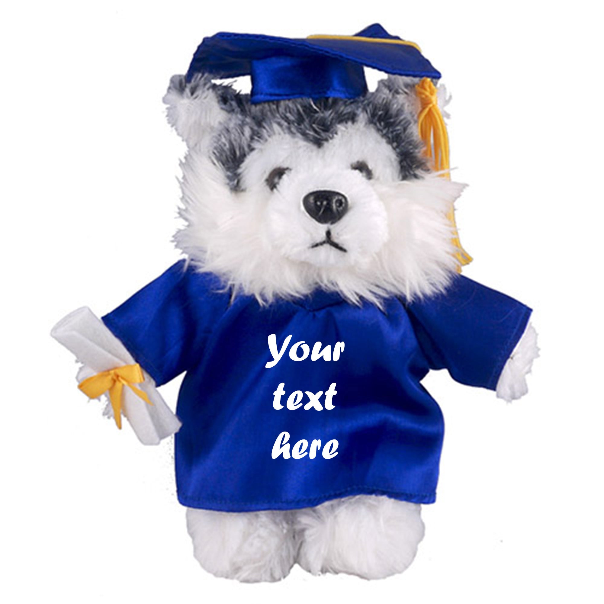 Graduation Stuffed Animal Husky 12"