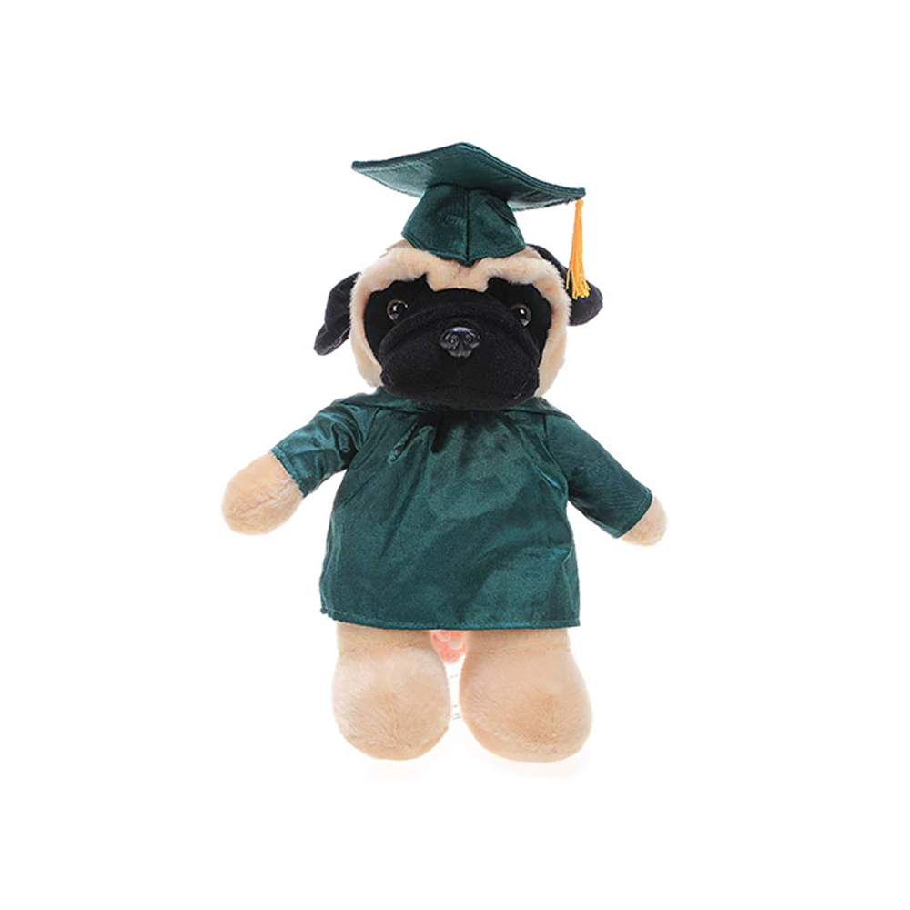 Graduation Stuffed Animal Pug 12"