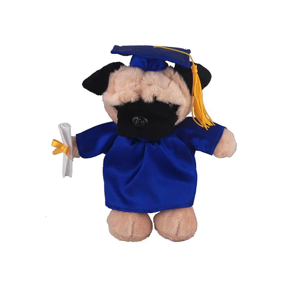 Graduation Stuffed Animal Pug 12"