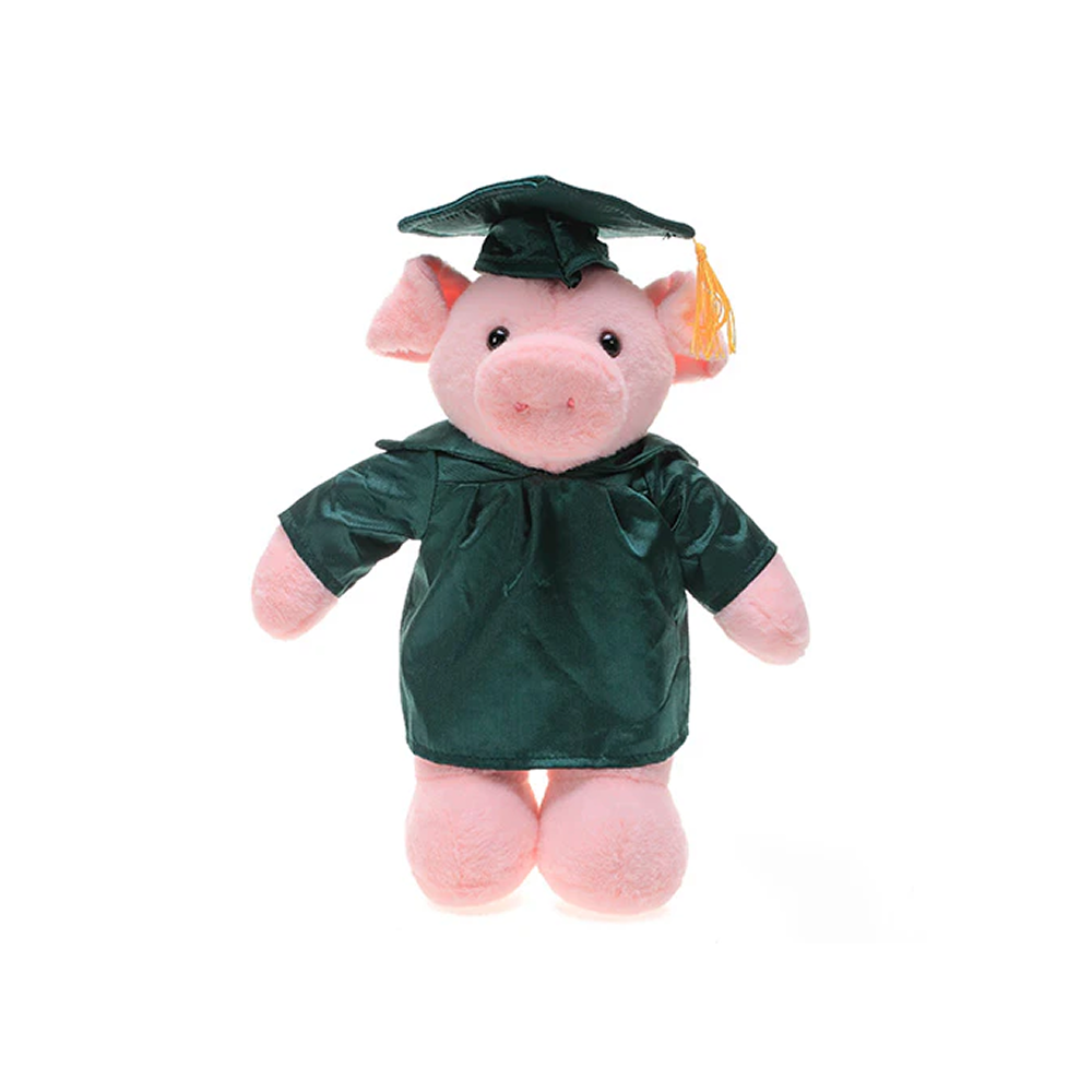 Graduation Stuffed Animal Pig 12"