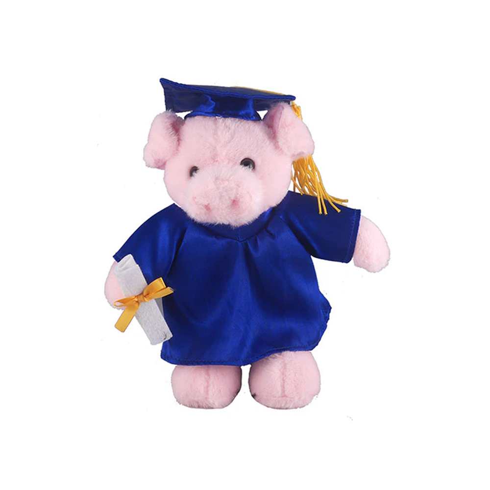 Graduation Stuffed Animal Pig 12"