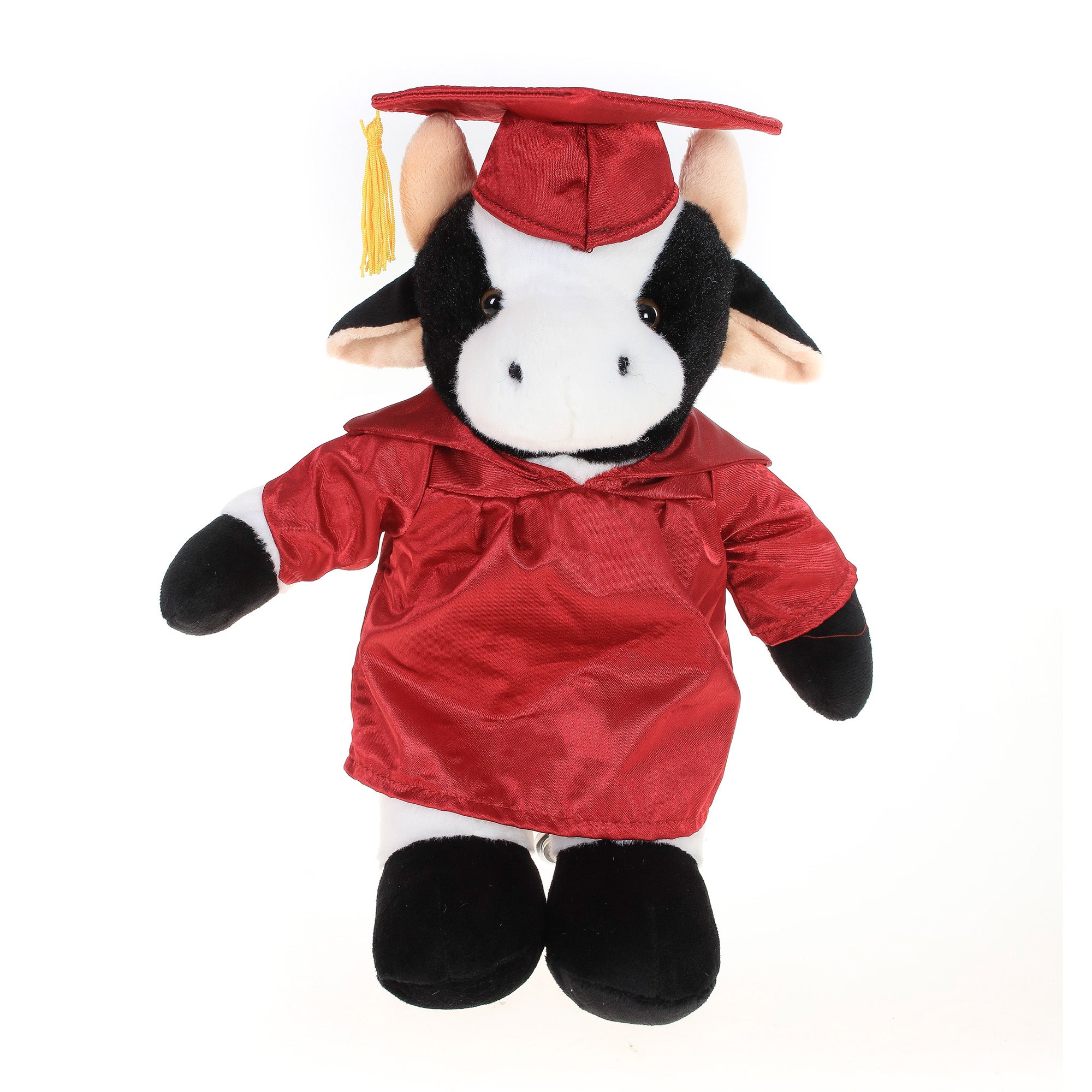 12" Graduation Cow Plush Stuffed Animal Toys with Cap and Personalized Gown - 0