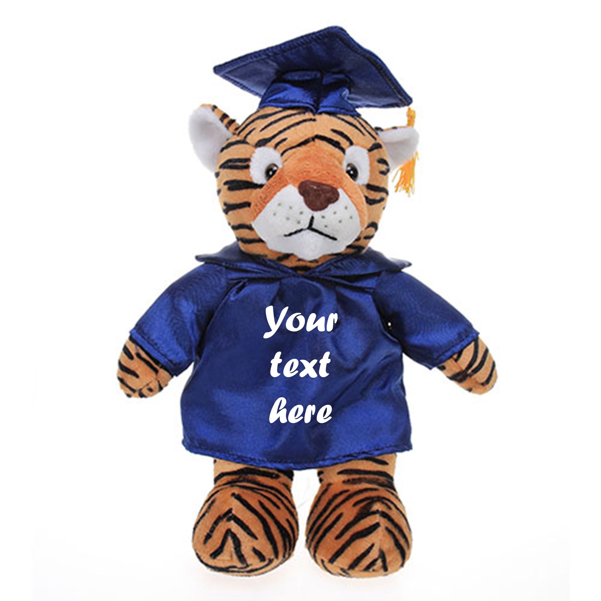 12" Graduation Tiger Plush Stuffed Animal Toys with Cap and Personalized Gown