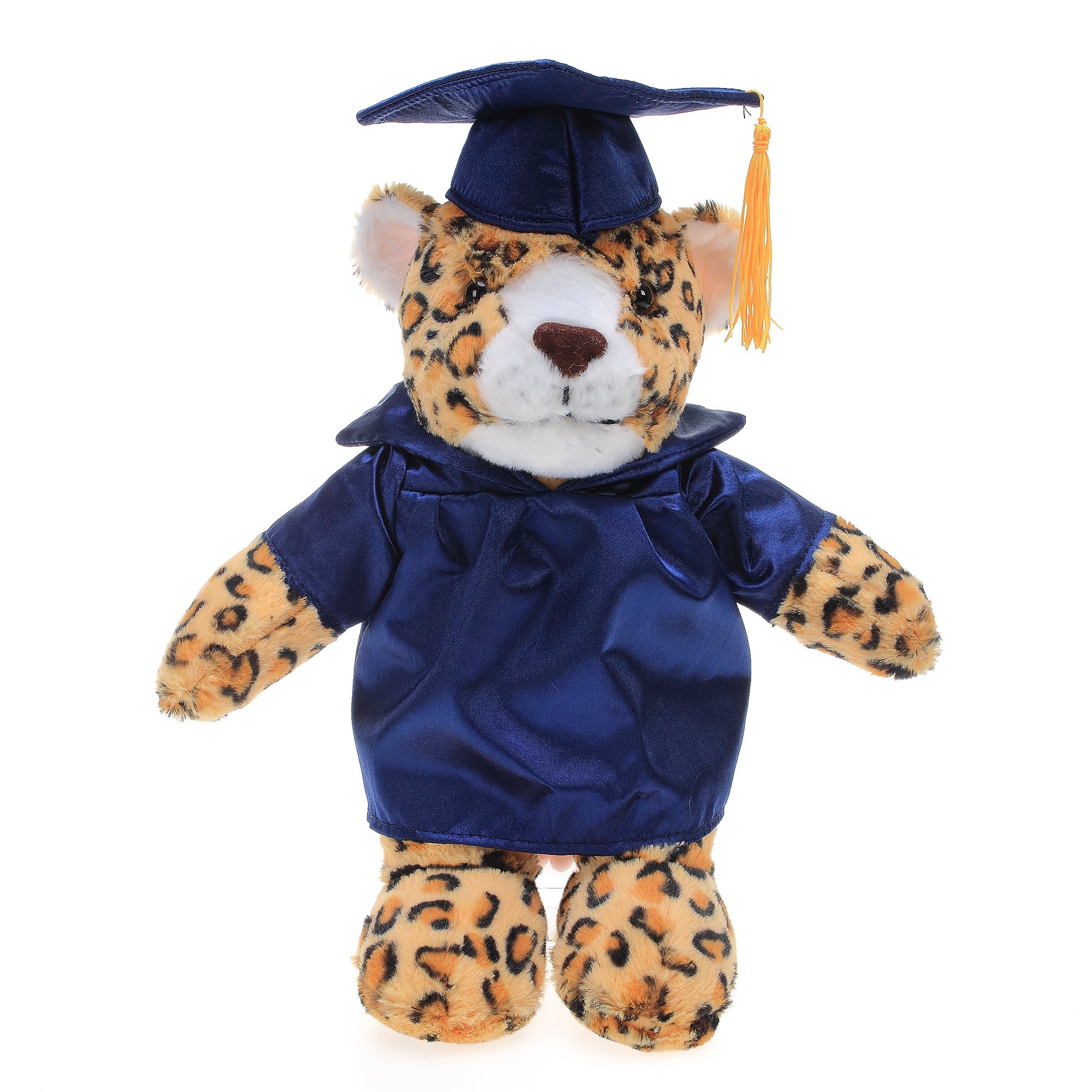 12" Graduation Leopard Plush Stuffed Animal Toys with Cap and Personalized Gown - 0