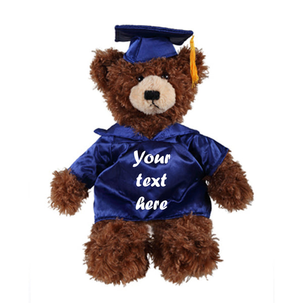 12" Graduation Chocolate Brandon Bear Plush Stuffed Animal Toys with Cap and Personalized Gown