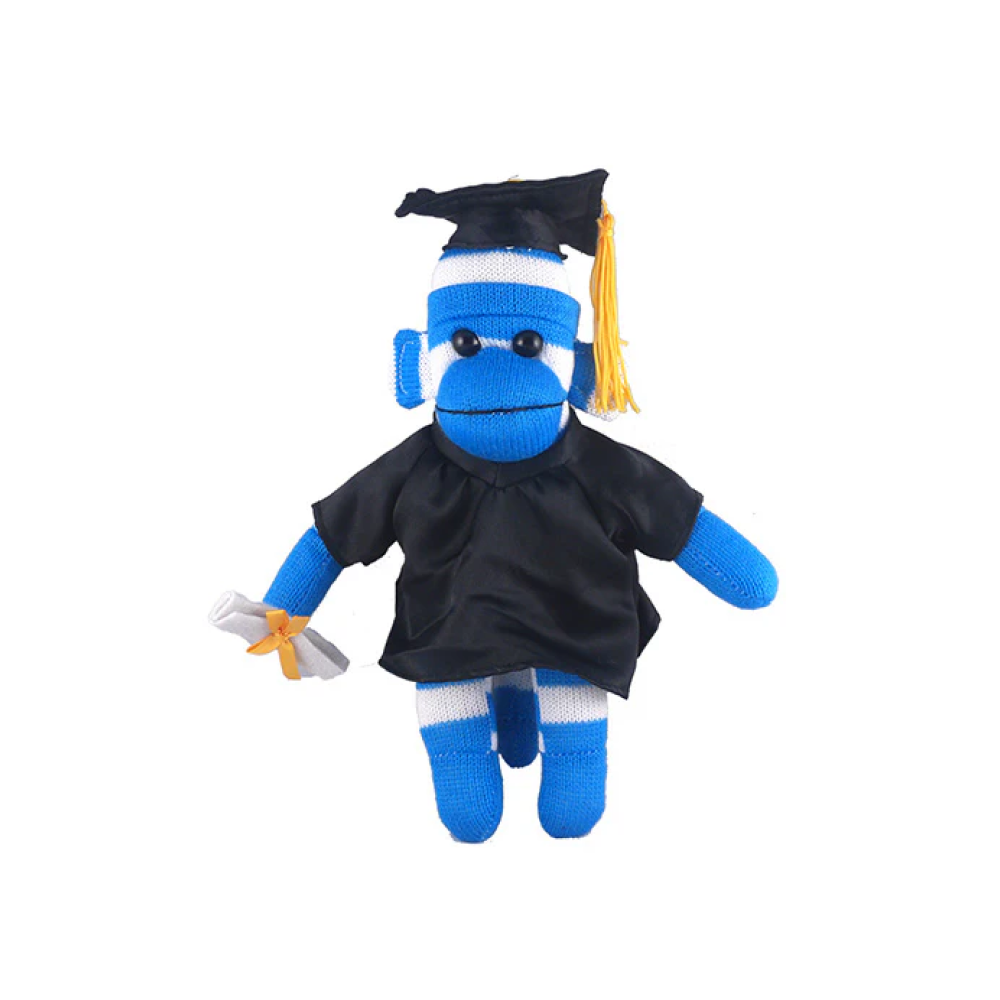 Graduation Sock Monkey Blue - 0