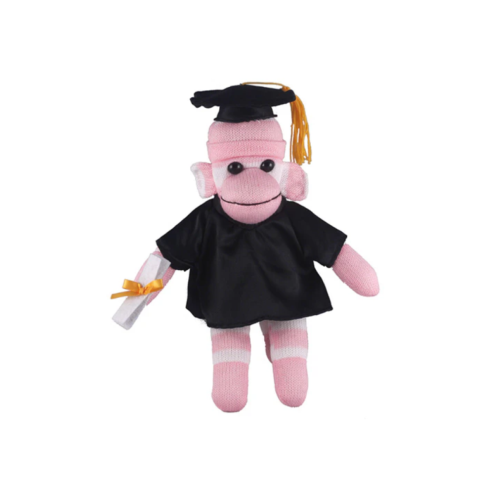 Graduation Sock Monkey Pink