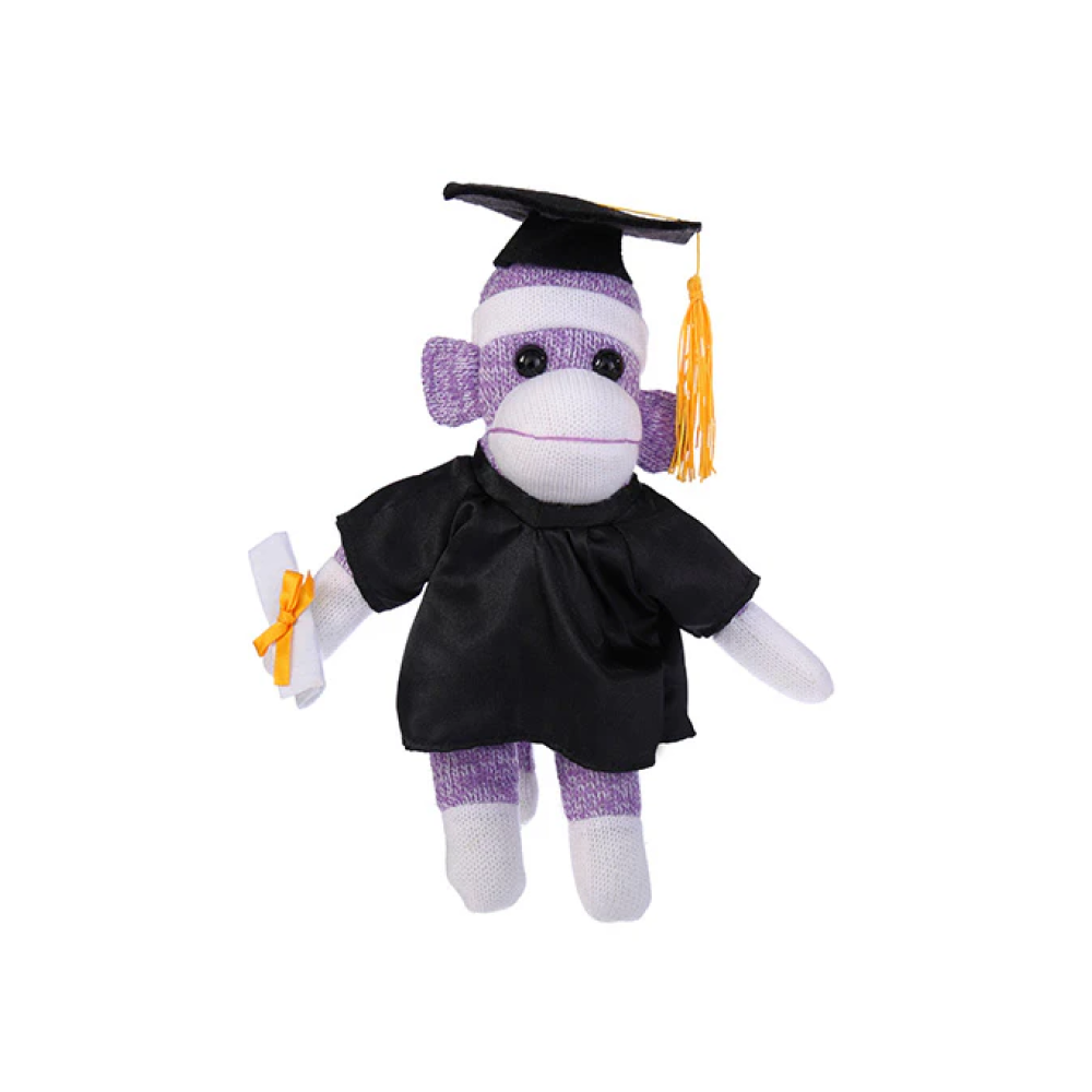 Graduation Sock Monkey Purple