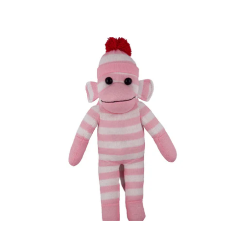 Floppy Sock Monkey Pink 12"