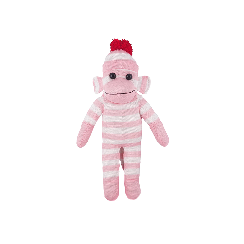 Floppy Sock Monkey Pink 8"