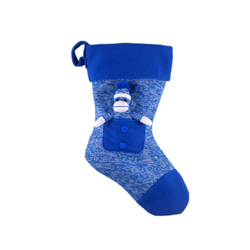 Sock Monkey Stocking Blue 16"