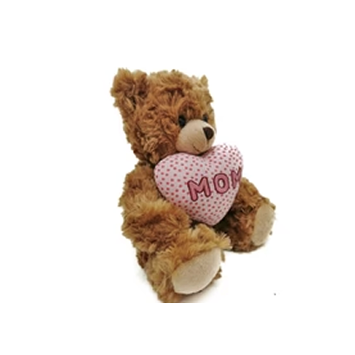 Mocha Bear with Mom floral heart 9"