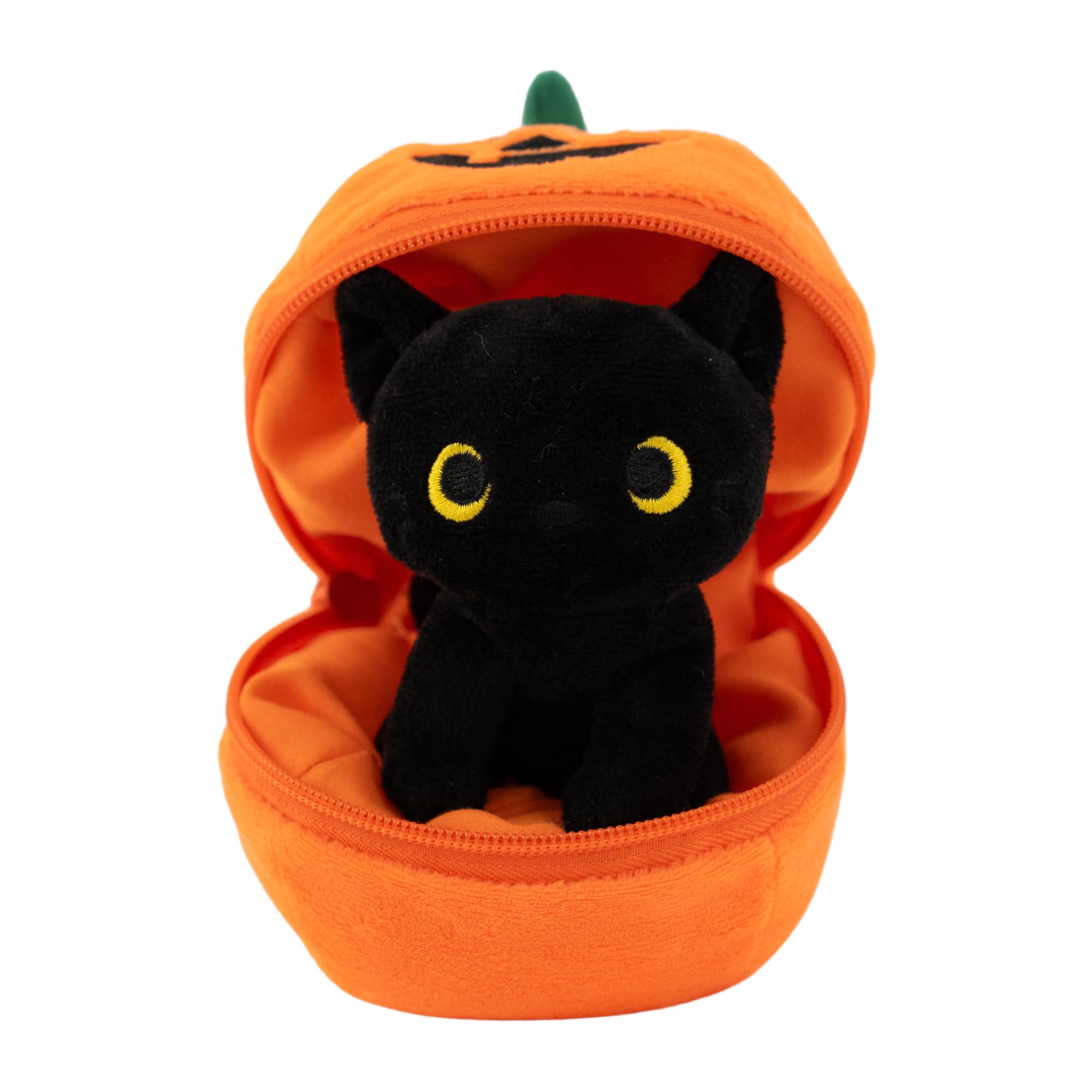 Pumpkin Zip Up Black Cat 6"