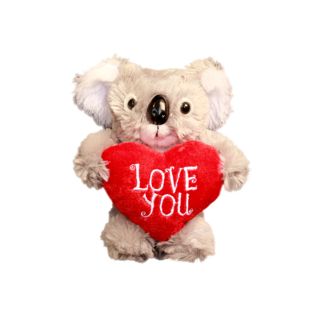 9" Sitting Koala Coco the Curly Bear Holding Heart, Soft Curly Fur and Adorable Design by Plushland.