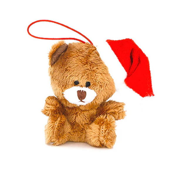 4" Sitting Brown Qbear Brown Ornament Plush Toy, Featuring a Festive Design With Soft Fabric by Plushland.