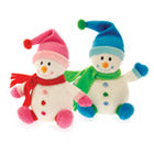 Sitting Xmas Baby Snowman Pink & Blue Plush Toy, A Cute Snowman Dressed In Pink Winter Accessories by Plushland.