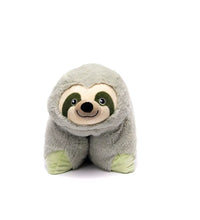 Plush toy sloth on a white background