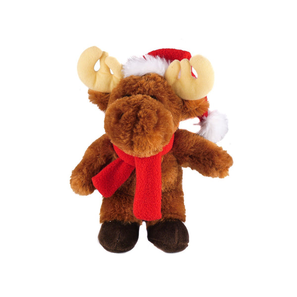 12" Standing Customizable Scarf Moose, Featuring Soft Fur and a Personalized Scarf Design by Plushland.