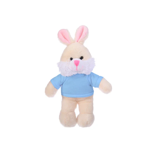 Standing Bunny with Baby Blue, Featuring a Cute T-Shirt and Soft Fur by Plushland.