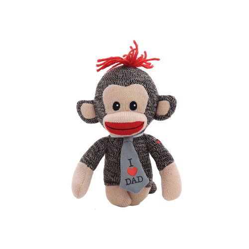 6" Curioso Sockie with 'I Love Dad' Tie, Featuring Soft and a Charming Tie by Plushland.