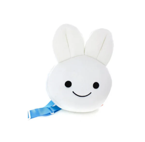 11" Blue Bunny Face Backpack, Featuring Soft Plush Material and Adorable Bunny Details by Plushland.






