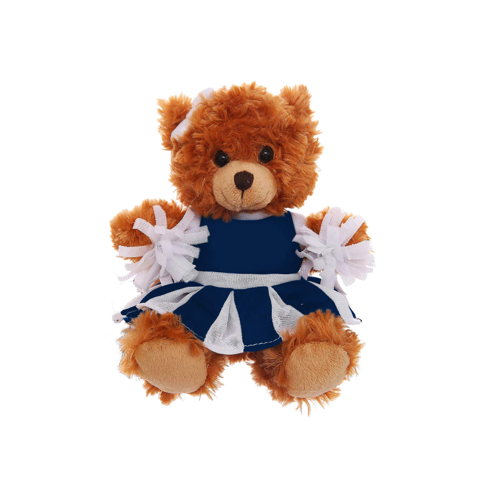 6" Sitting Cheer Bear in Navy Blue Custom Outfit, Featuring Soft Fur and a Unique Design by Plushland.