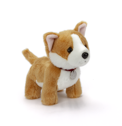 8" Standing Right Side Butterscotch the Corgi with Collar, Featuring Soft  and a Cute Design by Plushland.