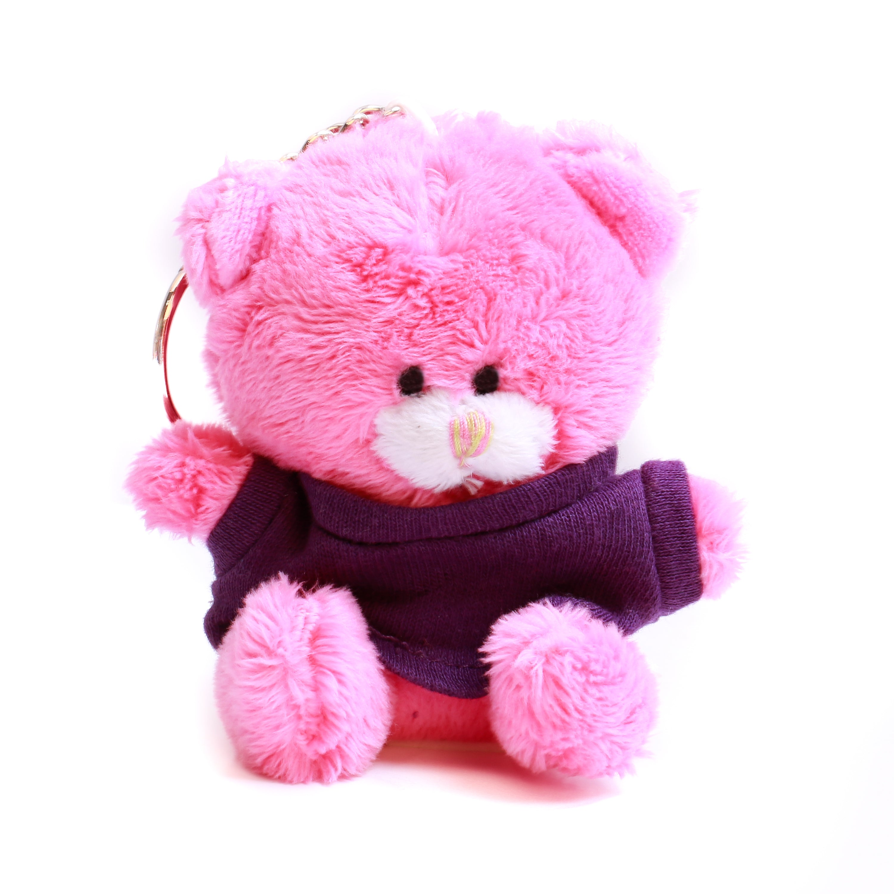 Qbeba Bear Keychain Pink with Tee 4"