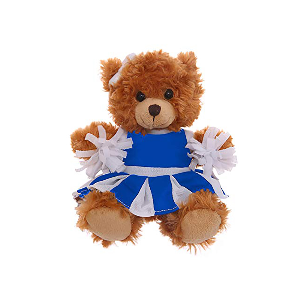 6" Sitting Cheer Bear in Royal Blue Custom Outfit, Featuring Soft Fur and a Unique Design by Plushland.