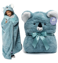 Child wearing the Weighted Koala Plush Hoodie Blanket for warmth and comfort