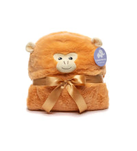 Folded Weighted Monkey Hoodie Blanket featuring a cuddly monkey plush design