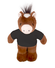 Plushland 8 Inch Floppy Horse with Tee Plush Stuffed Animal Personalized Gift - Custom Text on Shirt - Great Present for Mothers Day, Valentine Day, Graduation Day, Birthday