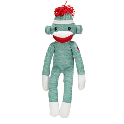 20-inch green Sock Monkey Standing, soft plush toy by Plushland