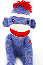 Front view of 20-inch blue Colors of Love Sockiez sitting, soft plush toy by Plushland