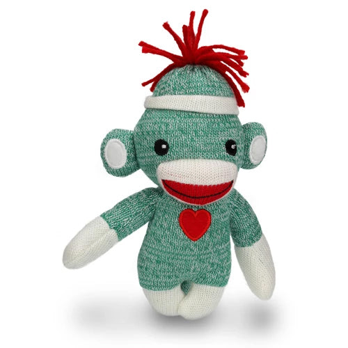 6" Standing Love Sockiez Assorted, Featuring Soft Fabric, Adorable Designs, and Green Color by Plushland. 