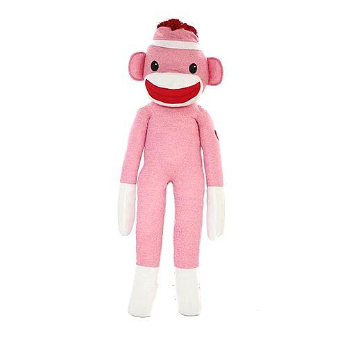 6-foot pink Sock Monkey Standing, big and cuddly plush toy by Plushland